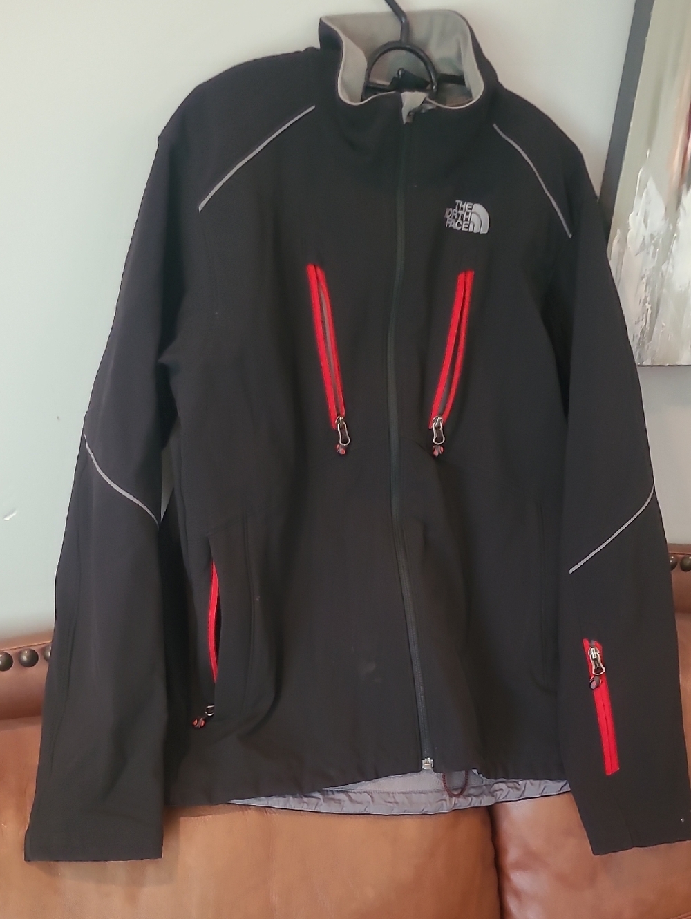The North Face Black Performance Jacket with Red Zipper Accents